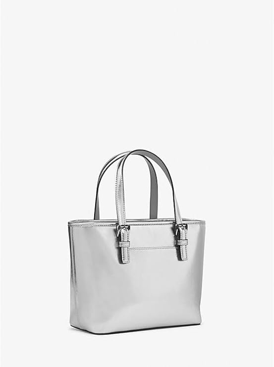 Michael Kors Jet Set Travel Extra-Small Metallic Top-Zip Tote Bag Silver