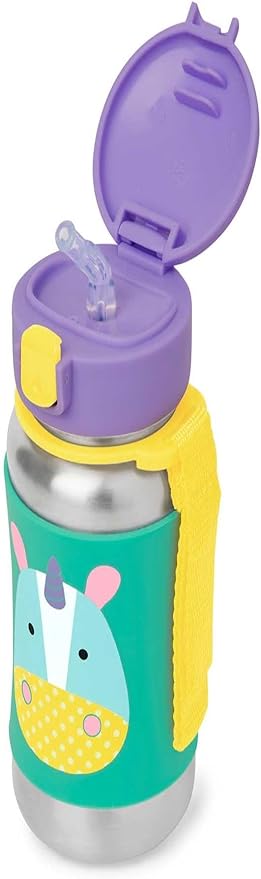 SkipHop Zoo Stainless Steel Straw Bottle, Eureka Unicorn