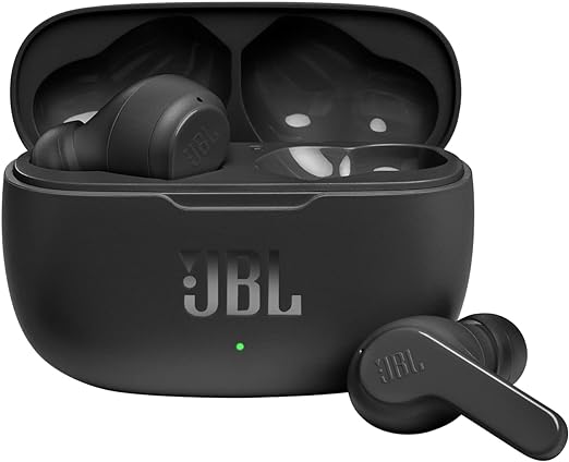 JBL Wave 200TWS True Wireless In-Ear Bluetooth Headphones in Black, with Built-in Microphone, Music Streaming up to 20 Hours, Includes Charg