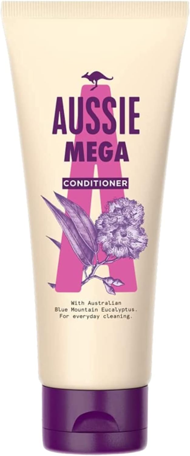 Ceces Home & Garden Mega Aussie Shampoo and Conditioner Bundle with 1x Mighty Mega Shampoo 300ml, Conditioner 250ml Curved Wooden Hair Comb