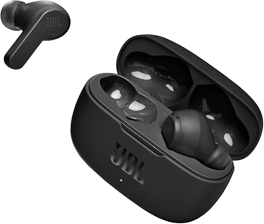 JBL Wave 200TWS True Wireless In-Ear Bluetooth Headphones in Black, with Built-in Microphone, Music Streaming up to 20 Hours, Includes Charg