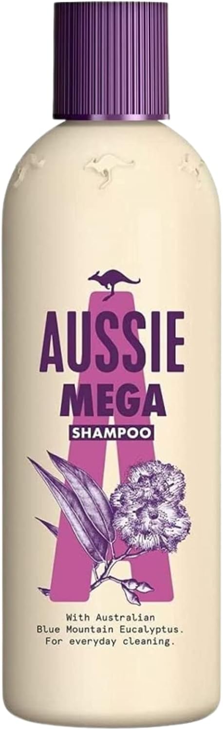 Ceces Home & Garden Mega Aussie Shampoo and Conditioner Bundle with 1x Mighty Mega Shampoo 300ml, Conditioner 250ml Curved Wooden Hair Comb