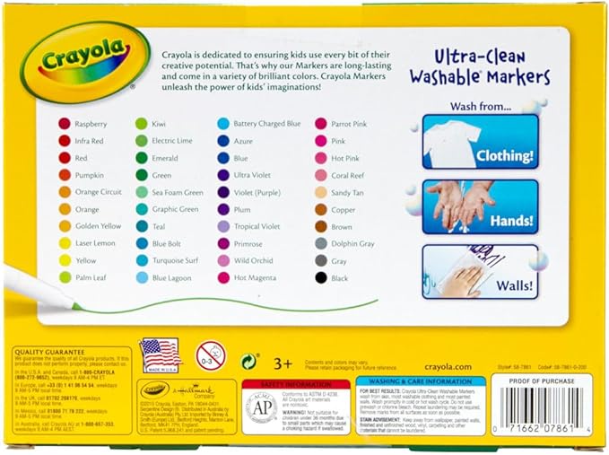 Crayola Ultra Clean Fine Line Washable Markers, Kids Markers For School, Back To School Gifts, 40 Count