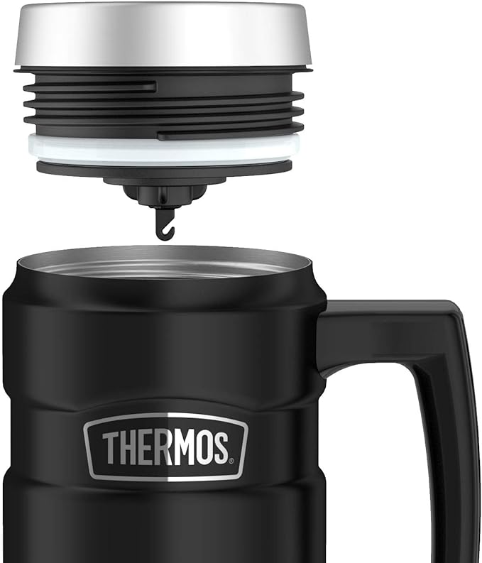 Thermos 101834 Stainless King Travel Mug, Matt Black, 470 ml