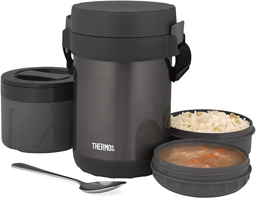 THERMOS All-in-One Vacuum Insulated Stainless Steel Meal Carrier with Spoon, Smoke