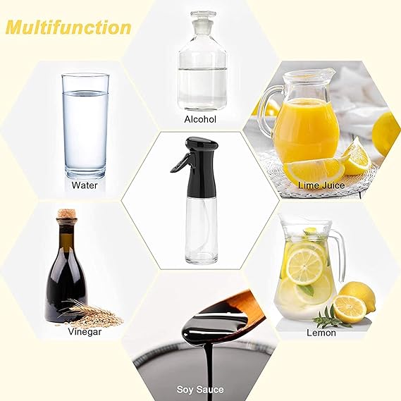 Olive Oil Sprayer for Cooking - 200ml Glass Oil Dispenser Bottle Spray Mister - Refillable Food Grade Oil Vinegar Spritzer Sprayer Bottles for Kitchen, Air Fryer, Salad, Baking, Grilling, Frying