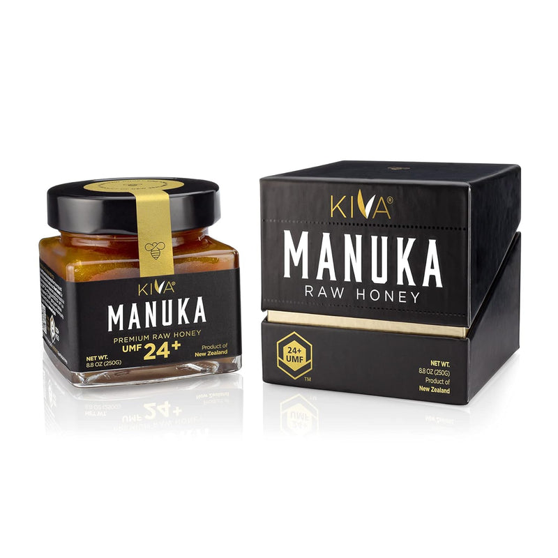 Kiva Raw Manuka Honey, Certified UMF 24+ | MGO 1122+ | GLASS JAR | 100% Pure New Zealand | Non-GMO | Traceable | UMF & MGO Certified - (8.8o