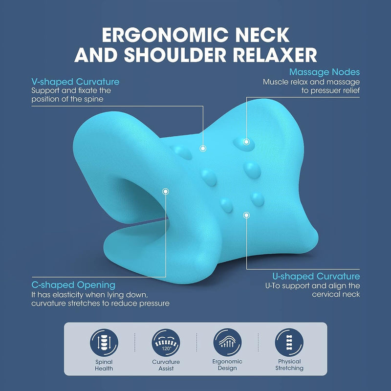 Neck and Shoulder Relaxer with Magnetic Therapy Pillowcase, Neck Stretcher Chiropractic Pillows for Pain Relief, Cervical Traction Device for Relieve TMJ Headache Muscle Tension Spine Alignment