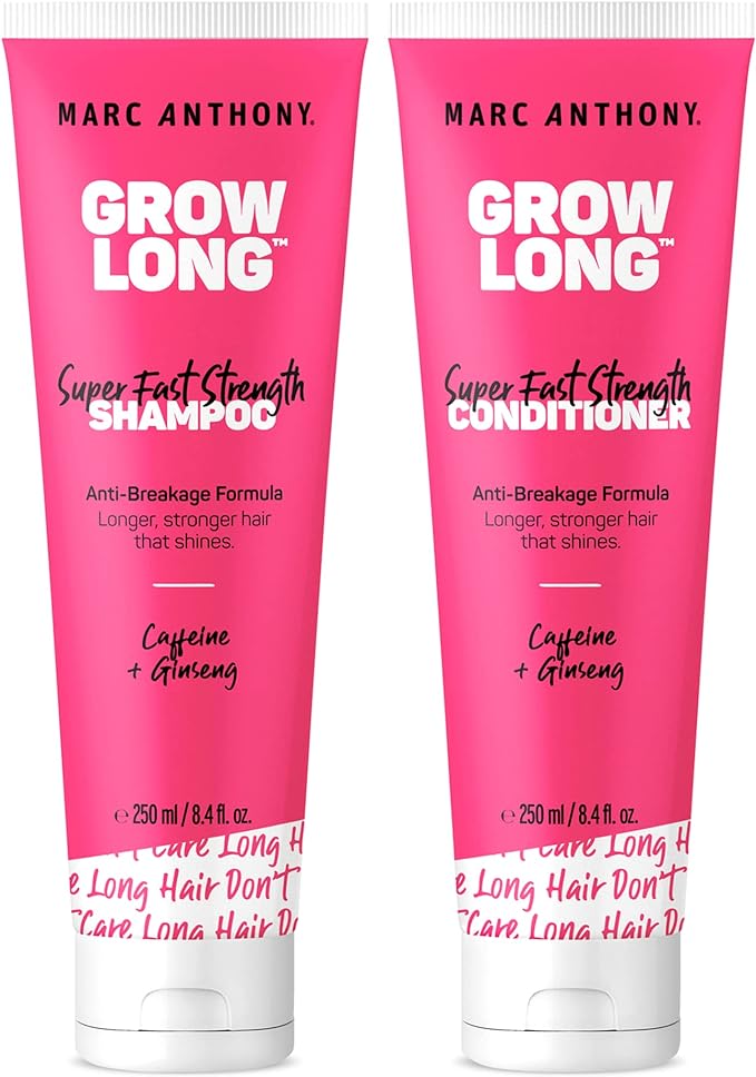 Marc Anthony Shampoo and Conditioner Set, Grow Long Biotin - Anti-Frizz Deep Conditioner For Split Ends & Breakage - Vitamin E, Caffeine & Ginseng for Curly, Dry & Damaged Hair