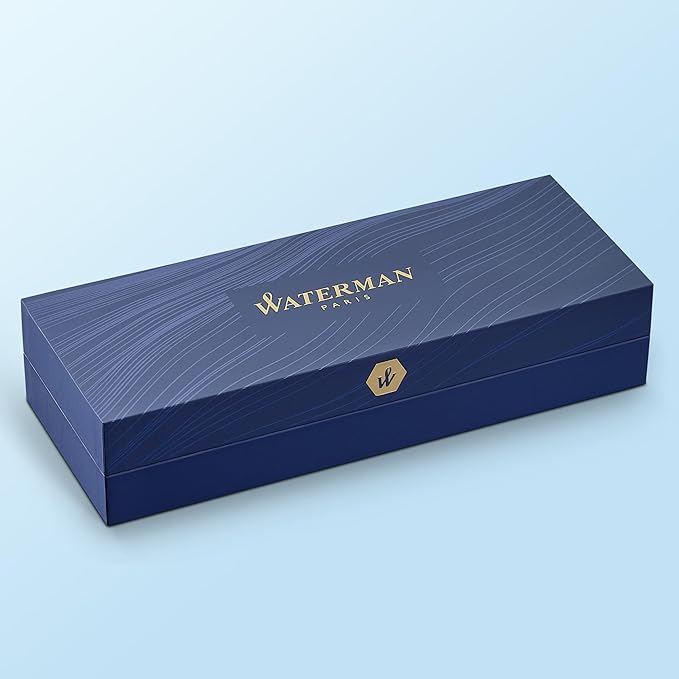 Waterman Hémisphère Ballpoint Pen | Matte Black with Chrome Trim | Medium Tip | Blue Ink | Gift Box