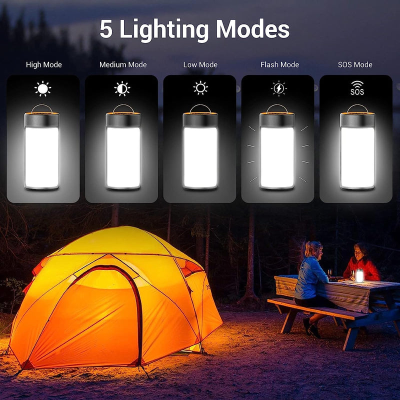 LED Camping Lantern, CT CAPETRONIX Rechargeable Camping Lights with 400LM 5 Light Modes Water-Resistant, 4 Pack Portable Tent Lights for Cam