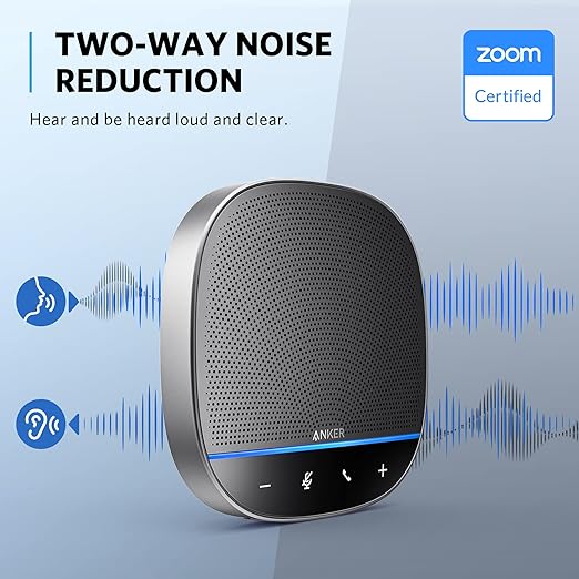 Anker PowerConf S500 Conference Speaker with Zoom Certification, USB-C Bluetooth Speaker for Calls, Conferences, Calls, Microphones for Smart Voice Recording, Black