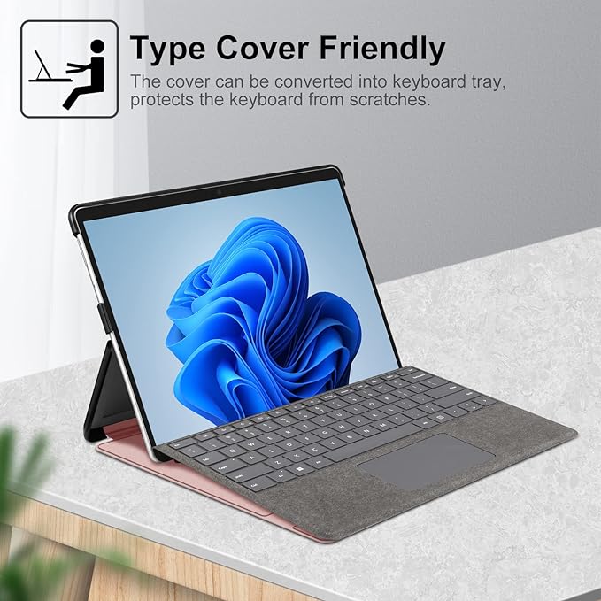 FINTIE Case Compatible with Microsoft Surface Pro 8 13 inch (2021 Release), Hard Shell Slim Portfolio Cover Work with Type Cover Keyboard, (Z-Glittering Marble)