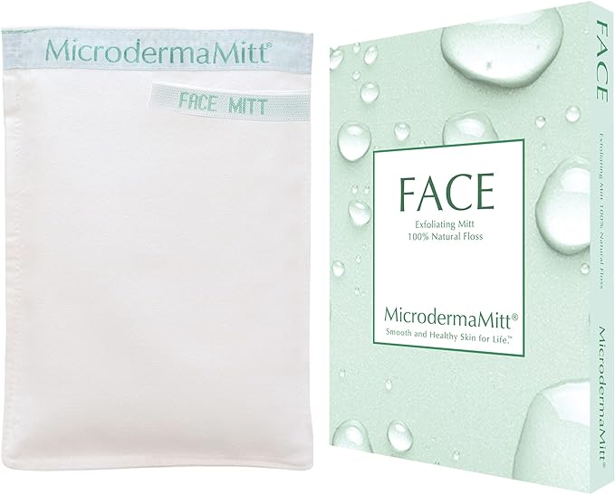 MicrodermaMitt Exfoliating Mitt for Face - Deep Exfoliator Scrub, Face Exfoliant - Revive and Glow, Non-Abrasive Scrubber for Wrinkles, Large Pores, Sun Damage, Uneven Skin Tone - Dead Skin Remover