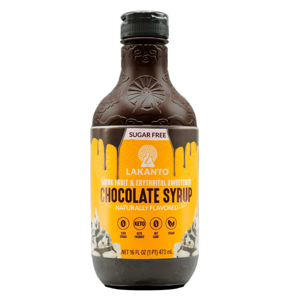 Lakanto Sugar Free Chocolate Syrup - Sweetened with Monk Fruit Sweetener, Zero Net Carbs, Keto Diet Friendly, Vegan, Perfect Topping for Ice Cream, Snacks, Chocolate Milk, Desserts (16 Fl Oz)