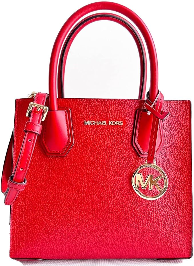 MICHAEL KORS MERCER MEDIUM MESSENGER CROSSBODY SATCHEL POWDER, Flame Red