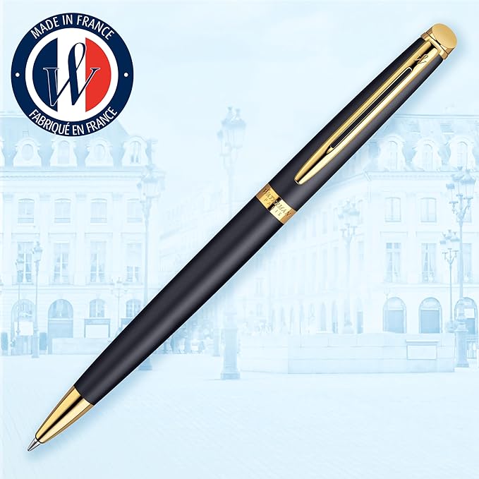 WATERMAN HEMISPHERE MATTE BLACK GOLD TRIM BALLPOINT PEN 9101