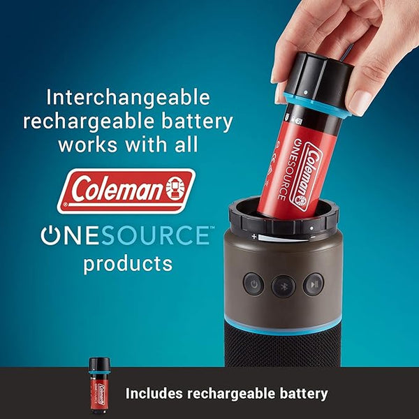 Coleman OneSource Rechargeable Camping Gear Set: Camp Shower, Cordless Vacuum, Fan, Speaker & Air Pump with Integrated Battery System