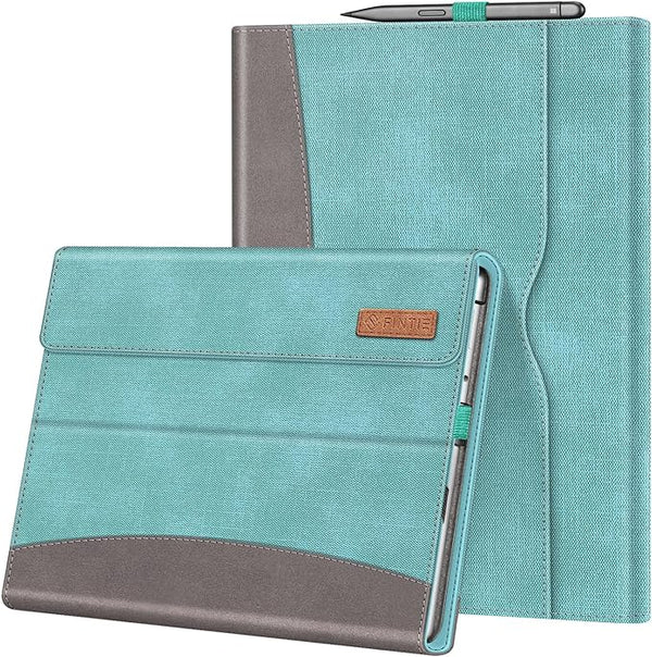 FINTIE Case for Microsoft Surface Pro 8 13 Inch 2021 - Multi-Angle Protection Case with Document Pocket, Case Compatible with Keyboard Type Cover, Turquoise