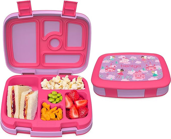 Bentgo® Kids Prints Leak-Proof, 5-Compartment Bento-Style Kids Lunch Box - Ideal Portion Sizes for Ages 3 to 7 - BPA-Free, Dishwasher Safe, Food-Safe Materials (Fairies)