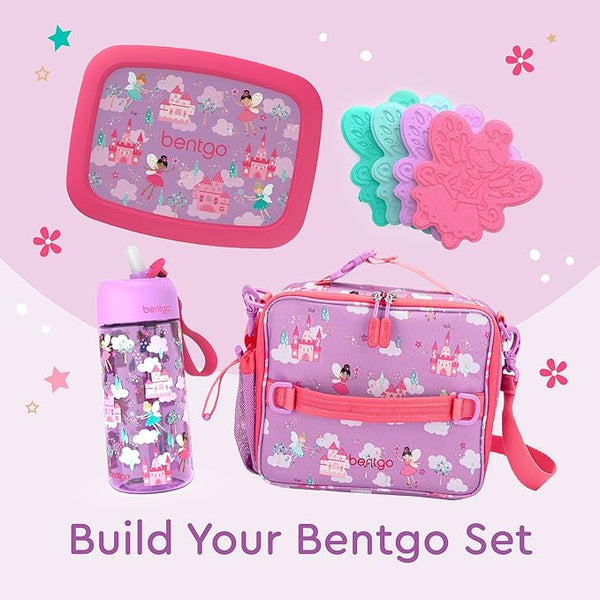 Bentgo® Kids Prints Lunch Bag - Double Insulated, Durable, Water-Resistant Fabric with Interior and Exterior Zippered Pockets and External Bottle Holder- Ideal for Children 3+ (Fairies)