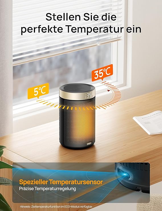 Dreo Space heater, economical electric fan heater with thermostat, timer 1-12H, eco mode, 1500W PTC fast ceramic heater safe, Atom 316