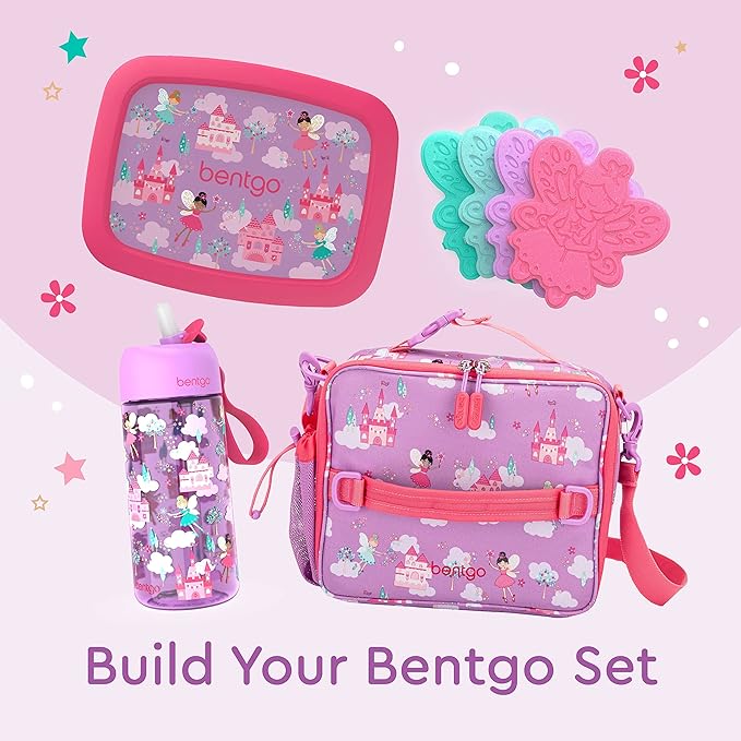 Bentgo® Kids Prints Leak-Proof, 5-Compartment Bento-Style Kids Lunch Box - Ideal Portion Sizes for Ages 3 to 7 - BPA-Free, Dishwasher Safe, Food-Safe Materials (Fairies)