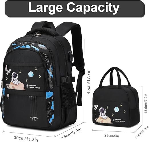 ACESAK School Backpack for Boys School Bag School Bag with Lunch Bag Set Shoulder Bags for Kids Boys Girls Teens Kindergarten Primary School Middle School School