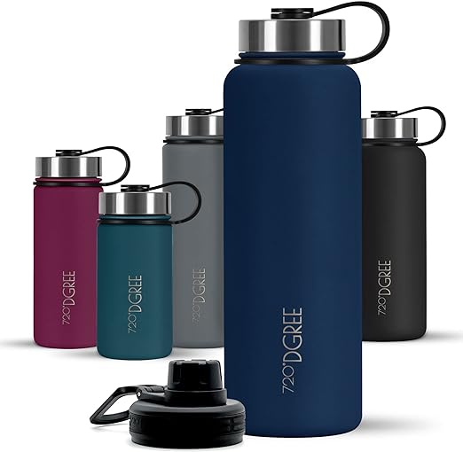 720°DGREE Vaccum Insulated Water Bottle “noLimit“ - 410ml - Leakproof, BPA-Free, Thermo Stainless Steel Flask - for Carbonated Drinks, Kids, Children, Sports, Gym, School, Travel, Outdoor +Sports-Cap