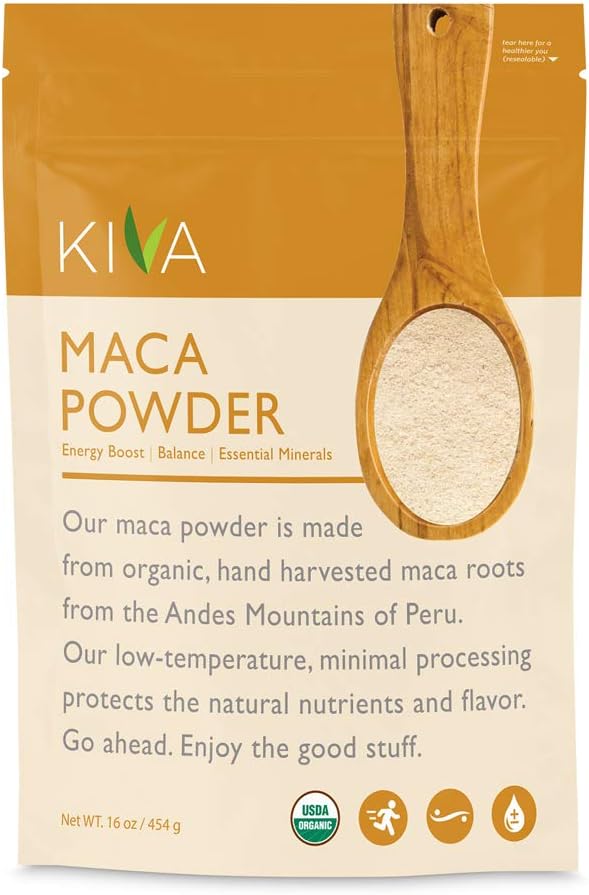 Kiva Organic Maca Powder - Non-GMO, RAW and Vegan (16-Ounce) 454g.