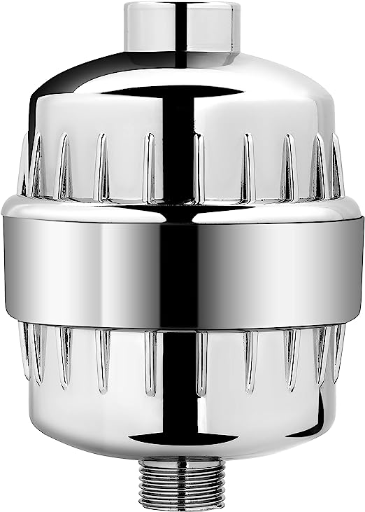 AquaBliss Multi-Stage Shower Filter w/ Replaceable Cartridge – Transform Itching, Eczema & Acne into Glowing Hair Chrome SF220