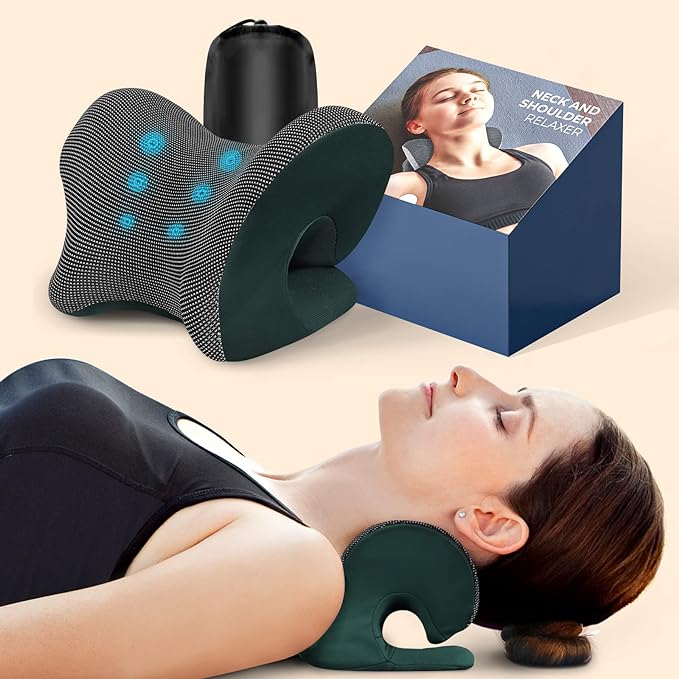 Neck and Shoulder Relaxer with Magnetic Therapy Pillowcase, Neck Stretcher Chiropractic Pillows for Pain Relief, Cervical Traction Device for Relieve TMJ Headache Muscle Tension Spine Alignment