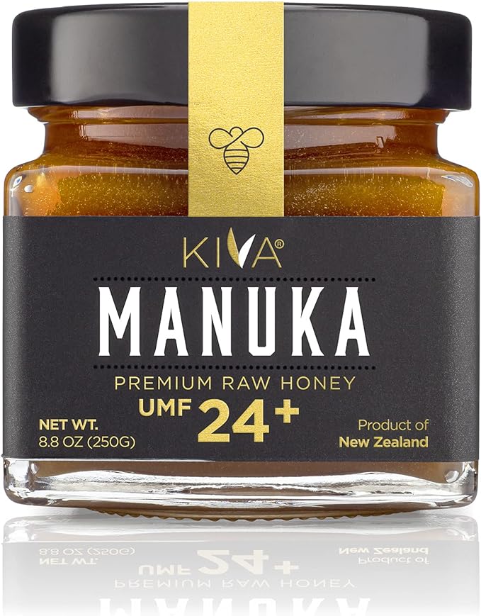 Kiva Raw Manuka Honey, Certified UMF 24+ | MGO 1122+ | GLASS JAR | 100% Pure New Zealand | Non-GMO | Traceable | UMF & MGO Certified - (8.8o