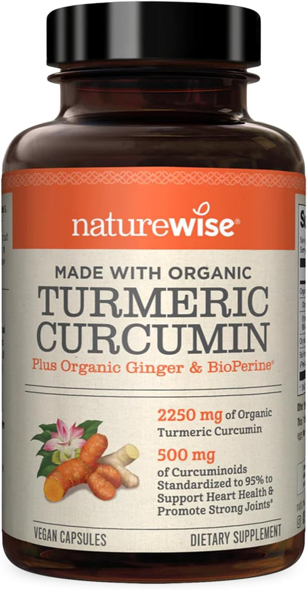 NatureWise Curcumin Turmeric 2250mg | 95% Curcuminoids & BioPerine Black Pepper Extract | Advanced Absorption for Joint Support [2 Month Sup