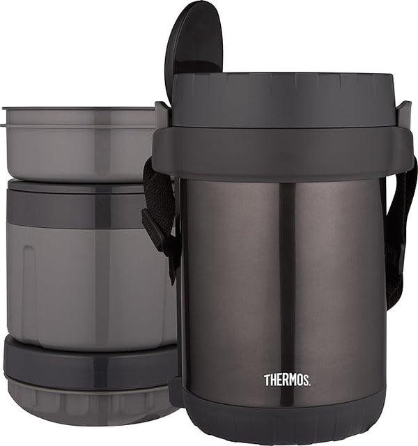 THERMOS All-in-One Vacuum Insulated Stainless Steel Meal Carrier with Spoon, Smoke