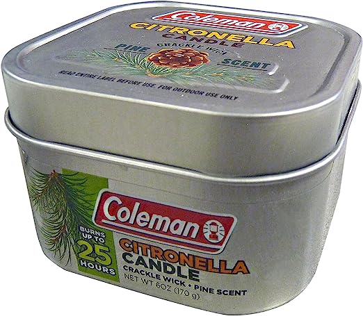 Coleman Pine Scented Citronella Candle with Wooden Crackle Wick - 6 oz Tin