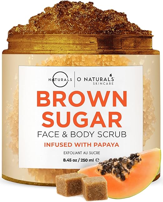 O Naturals Exfoliating Boost Brightening & Lightening Skin Papaya Brown Sugar Scrub for Face & Body Anti Cellulite Remove Dark Spot Age Spot