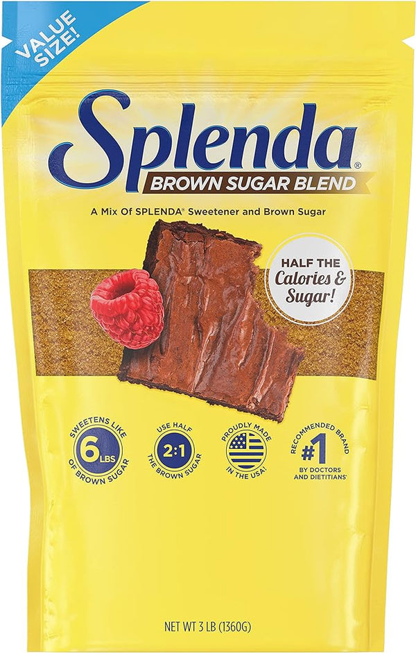 SPLENDA Brown Sugar Blend Low Calorie Sweetener for Baking, 3 Pound Value Size (1360 Grams) Resealable Bag, 48 Ounces.