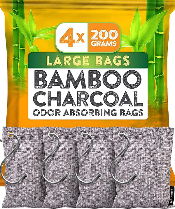 Nature Fresh Bamboo Charcoal Air Purifying Bags (4 Pack), Charcoal Bags Odor Absorber for Home and Car (Pet Friendly) - Charcoal Air Purifyi